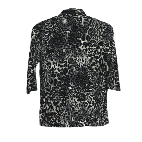 George | Women’s Animal Print 3/4 Sleeve Top Shirt Blouse Black White Size Small - Picture 2 of 16